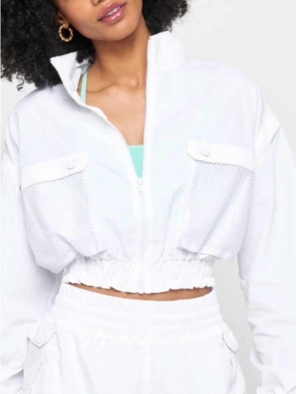 Spiritual Gangster Bridget Crop Zip Jacket / Vest 2-Way Bright White XL